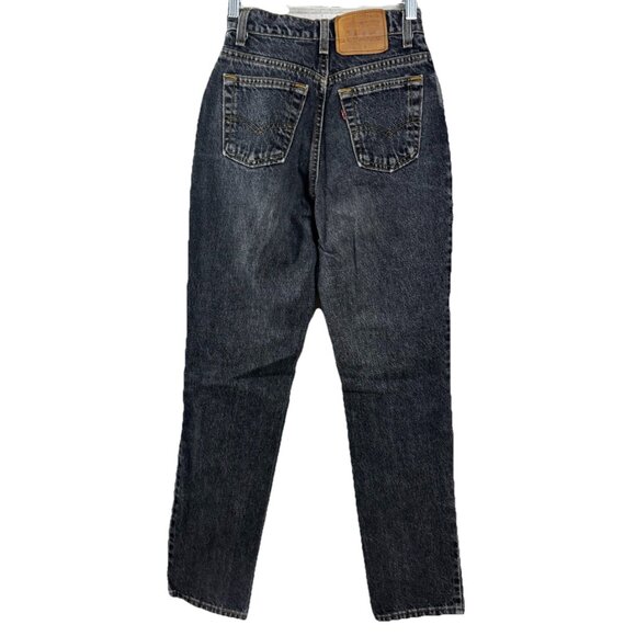 Levi's Sz 3 (Actual 22x28) High Rise 17525-0267 USA 100% Cotton Black Jeans EUC - Picture 9 of 10